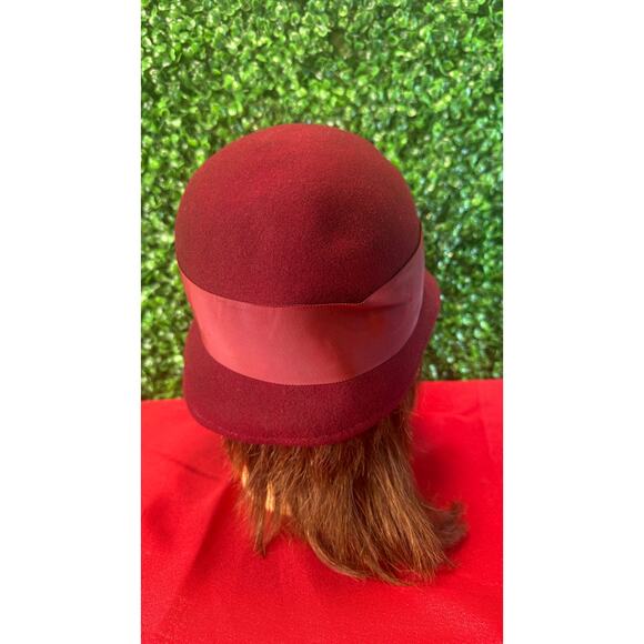 Vtg Lady Stetson Burgundy Wool Doeskin Felt Hat George Bollman ACTWU Union Made main image 8